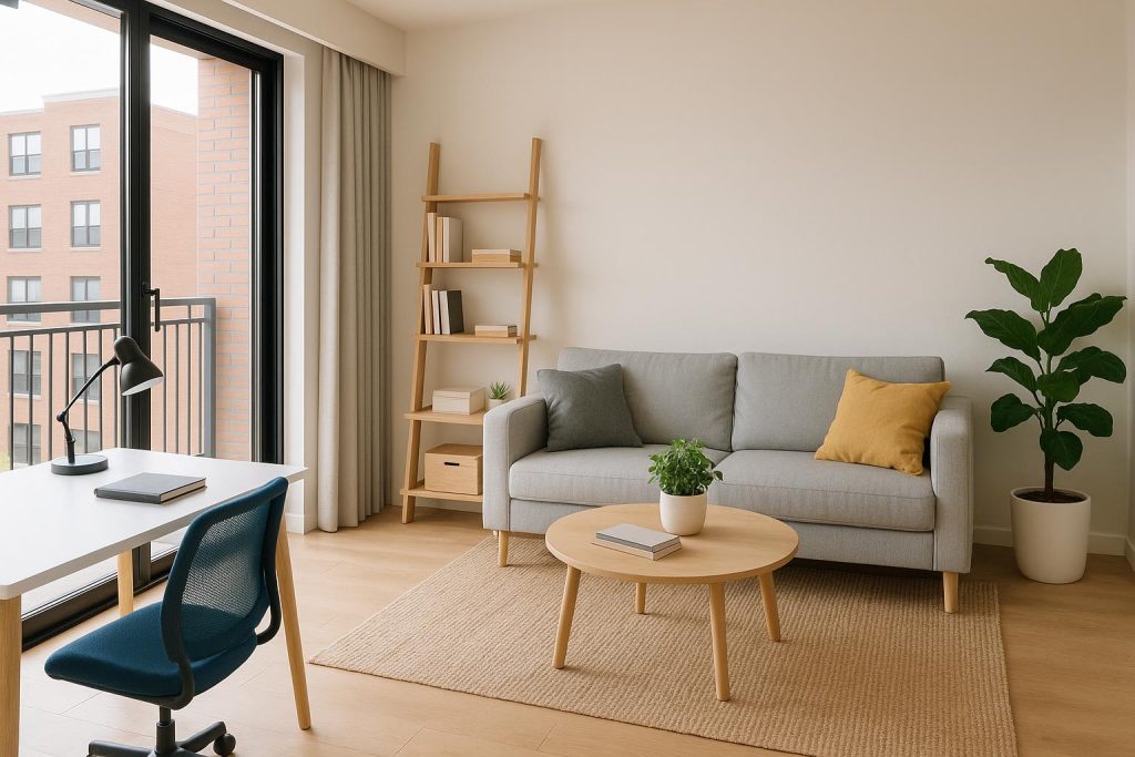 Modern student condominium exterior with balconies, ideal housing option for college students