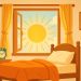 Bright sunrise over a bedroom window, symbolizing a refreshed morning and energized wake-up routine