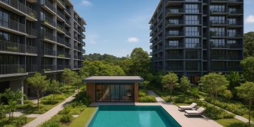 Modern facade of Narra Residences at Dairy Farm Walk, showcasing lush greenery and architecture