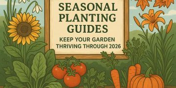 Colorful vegetable and flower garden beds illustrating seasonal planting and thriving growth