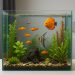 Colorful tropical fish swimming in a modern condo aquarium with aquatic plants and clear water