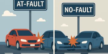 Car accident scene illustrating the difference between at-fault and no-fault auto insurance policies