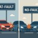 Car accident scene illustrating the difference between at-fault and no-fault auto insurance policies