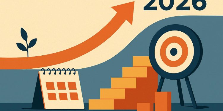 Fresh start concept with planner, coffee, and motivational notes symbolizing new beginnings and goals