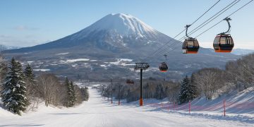 Snow-covered ski slopes with mountain views in Niseko and Yuzawa, Japan, winter sports destinations