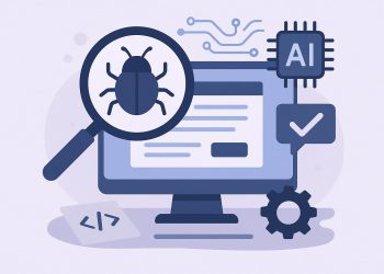 AI tools analyzing software code and highlighting bugs for efficient bug reporting process