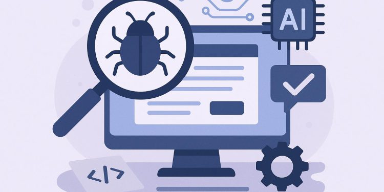 AI tools analyzing software code and highlighting bugs for efficient bug reporting process