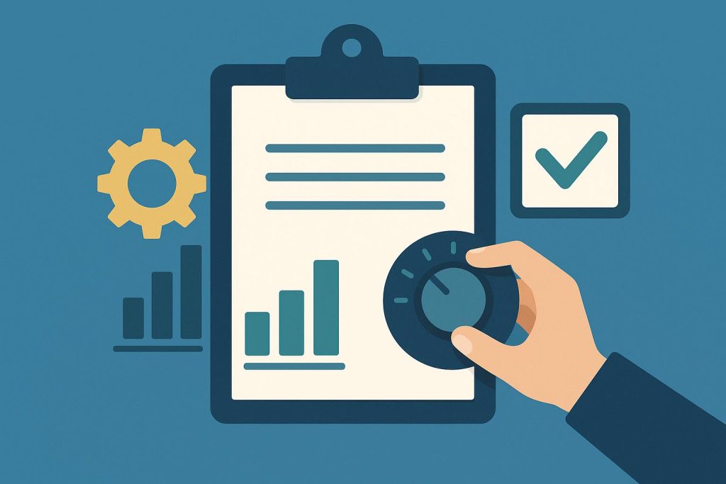 Business workflow illustration highlighting key operational controls for enhanced efficiency