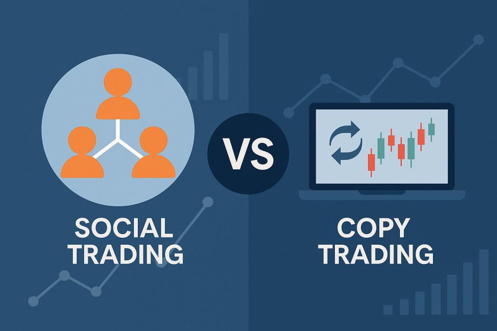 Social trading and copy trading comparison chart illustrating key differences and applications