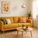 Bright living room with vibrant plants, colorful cushions, and modern decor for a lively home