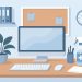 Organized desk with neatly arranged supplies and tidy workspace promoting cleanliness