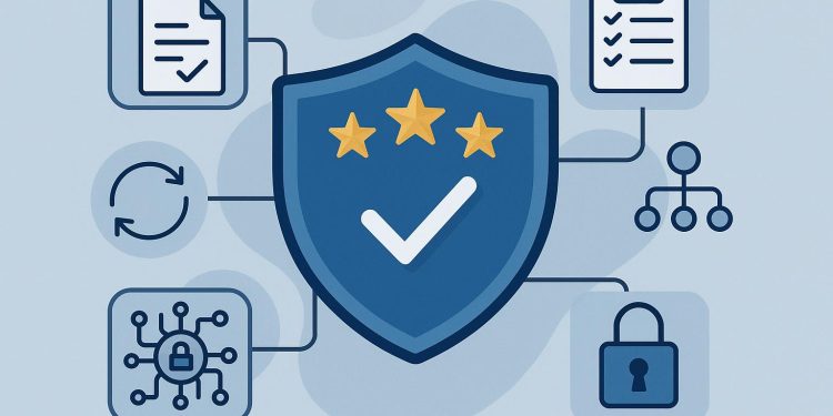 CMMC compliance process illustrated with security controls, assessment checklist, and readiness steps