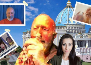 Modern spiritual leader teaching followers online through digital platforms and virtual communities