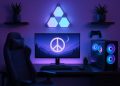 Modern gaming room with ergonomic setup, LED lighting, and immersive entertainment equipment