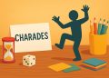 Family enjoying a lively charades game together, illustrating bonding and shared laughter