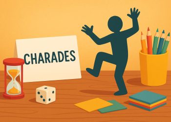 Family enjoying a lively charades game together, illustrating bonding and shared laughter
