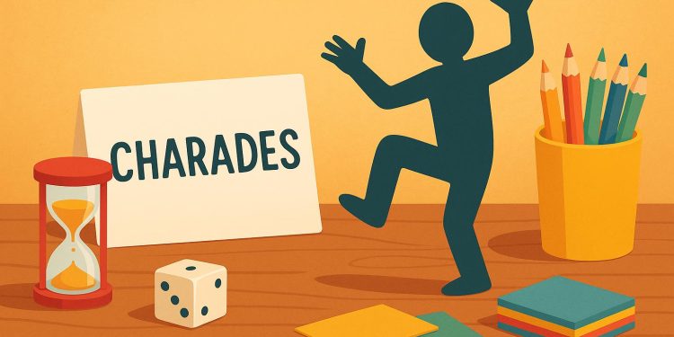 Family enjoying a lively charades game together, illustrating bonding and shared laughter